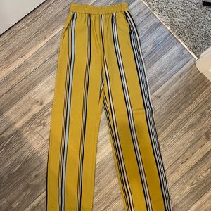 ZARA wide leg flowy mustard dress pants